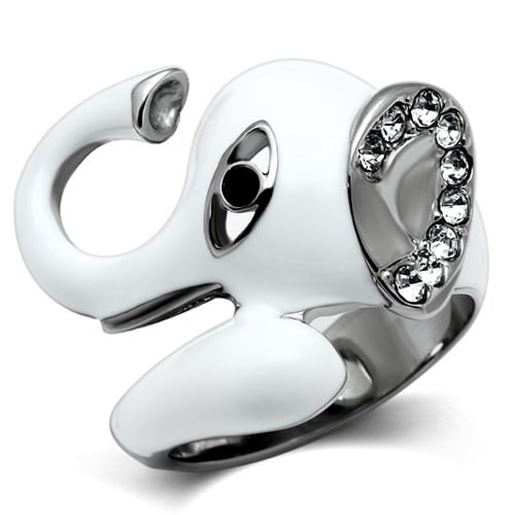 Picture of TK663 - Stainless Steel Ring High polished (no plating) Women Top Grade Crystal Jet