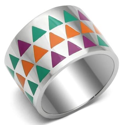 Picture of TK675 - Stainless Steel Ring High polished (no plating) Women Epoxy Multi Color