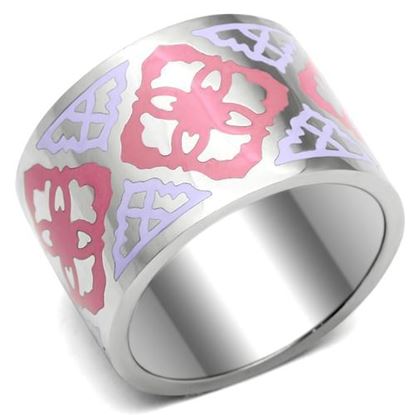 Picture of TK676 - Stainless Steel Ring High polished (no plating) Women Epoxy Multi Color