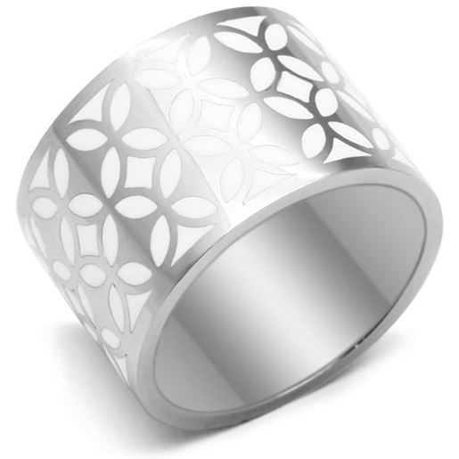 Picture of TK677 - Stainless Steel Ring High polished (no plating) Women Epoxy White