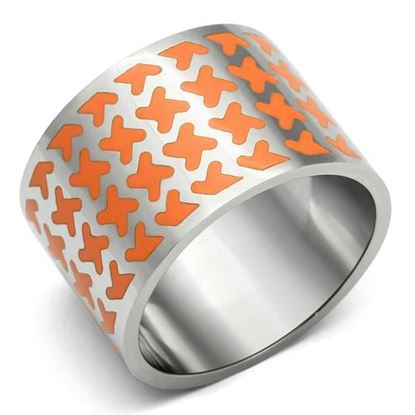 Picture of TK679 - Stainless Steel Ring High polished (no plating) Women Epoxy Orange