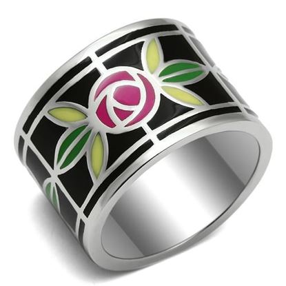 Picture of TK683 - Stainless Steel Ring High polished (no plating) Women Epoxy Multi Color