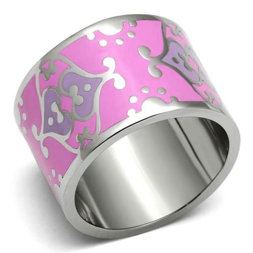 Picture of TK685 - Stainless Steel Ring High polished (no plating) Women Epoxy Multi Color