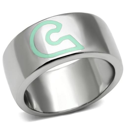 Picture of TK689 - Stainless Steel Ring High polished (no plating) Women Epoxy Multi Color