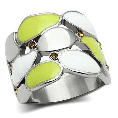 Picture of TK693 - Stainless Steel Ring High polished (no plating) Women Top Grade Crystal Topaz