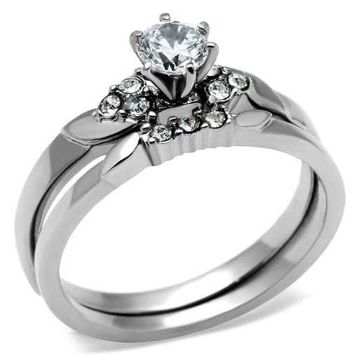 Picture of TK694 - Stainless Steel Ring High polished (no plating) Women AAA Grade CZ Clear