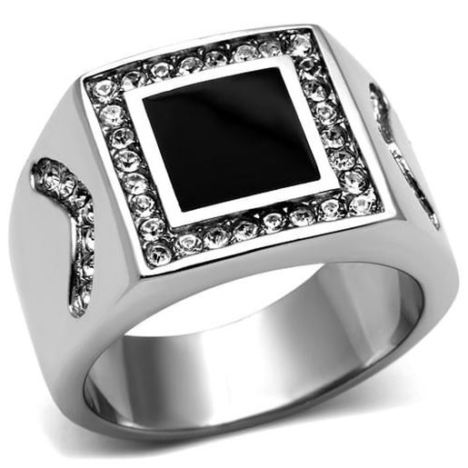 Picture of TK702 - Stainless Steel Ring High polished (no plating) Men Top Grade Crystal Clear