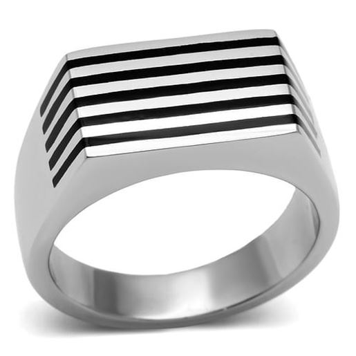 Picture of TK705 - Stainless Steel Ring High polished (no plating) Men Epoxy Jet