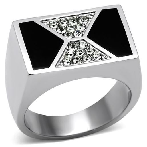 Picture of TK708 - Stainless Steel Ring High polished (no plating) Men Top Grade Crystal Clear