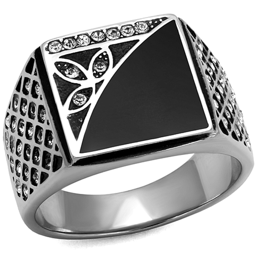 Picture of TK711 - Stainless Steel Ring High polished (no plating) Men Top Grade Crystal Clear