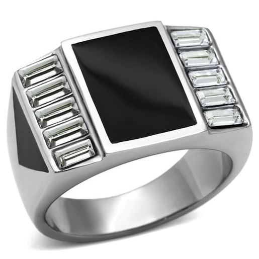 Picture of TK712 - Stainless Steel Ring High polished (no plating) Men Top Grade Crystal Clear