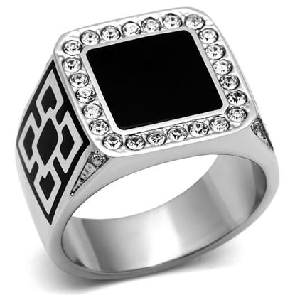 Picture of TK713 - Stainless Steel Ring High polished (no plating) Men Top Grade Crystal Clear