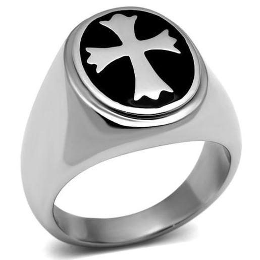 Picture of TK714 - Stainless Steel Ring High polished (no plating) Men Epoxy Jet