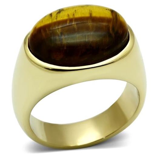 Picture of TK718 - Stainless Steel Ring IP Gold(Ion Plating) Men Synthetic Topaz