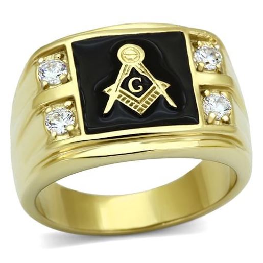 Picture of TK719 - Stainless Steel Ring IP Gold(Ion Plating) Men AAA Grade CZ Clear