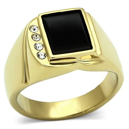 Picture of TK722 - Stainless Steel Ring IP Gold(Ion Plating) Men Semi-Precious Jet