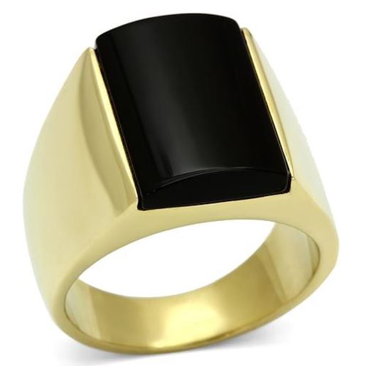 Picture of TK726 - Stainless Steel Ring IP Gold(Ion Plating) Men Semi-Precious Jet