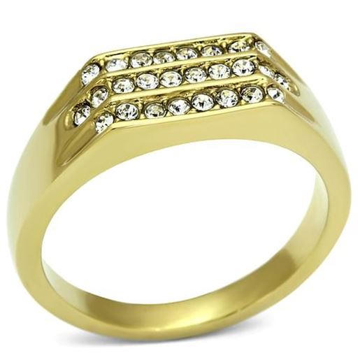 Picture of TK727 - Stainless Steel Ring IP Gold(Ion Plating) Men Top Grade Crystal Clear