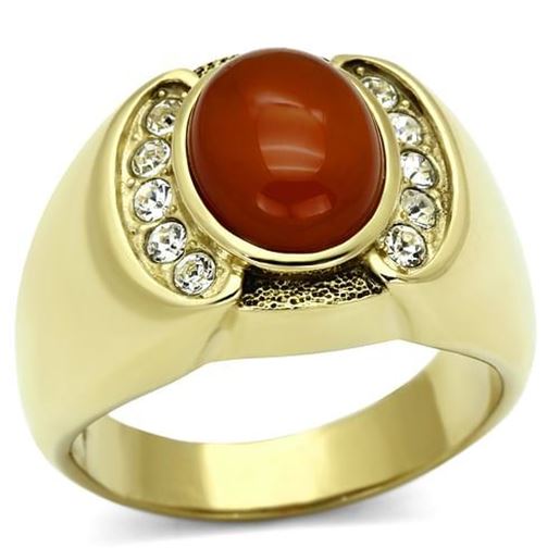 Picture of TK729 - Stainless Steel Ring IP Gold(Ion Plating) Men Semi-Precious Siam