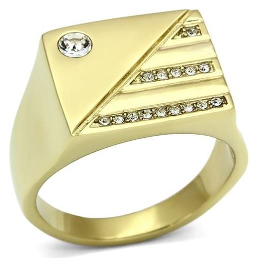 Picture of TK731 - Stainless Steel Ring IP Gold(Ion Plating) Men Top Grade Crystal Clear