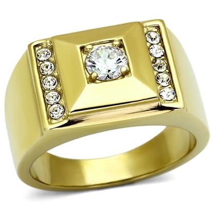 Picture of TK732 - Stainless Steel Ring IP Gold(Ion Plating) Men AAA Grade CZ Clear