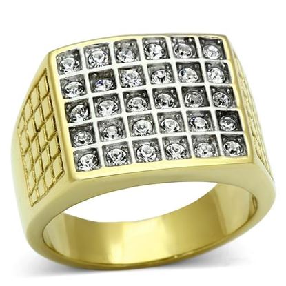 Picture of TK734 - Stainless Steel Ring Two-Tone IP Gold (Ion Plating) Men Top Grade Crystal Clear