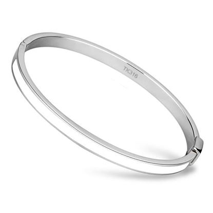 Picture of TK740 - Stainless Steel Bangle High polished (no plating) Women Epoxy White