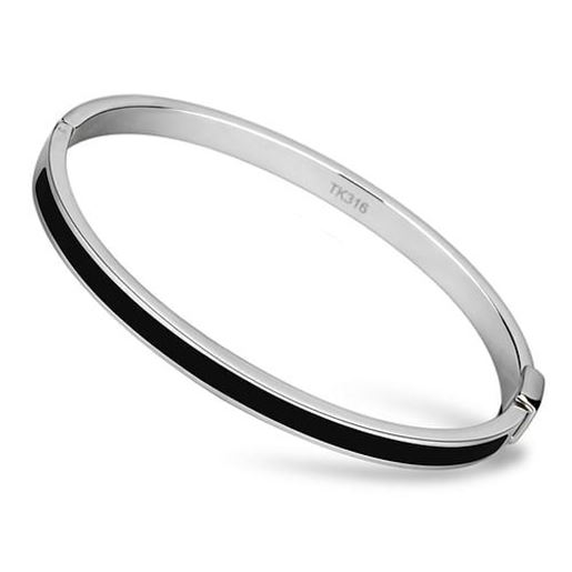 Picture of TK741 - Stainless Steel Bangle High polished (no plating) Women Epoxy Jet