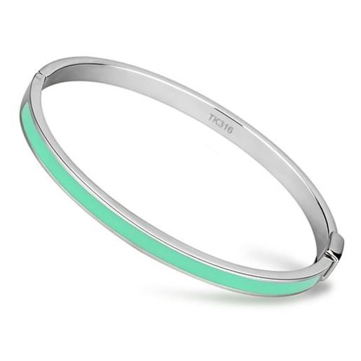 Picture of TK743 - Stainless Steel Bangle High polished (no plating) Women Epoxy Turquoise