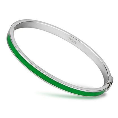 Picture of TK745 - Stainless Steel Bangle High polished (no plating) Women Epoxy Emerald