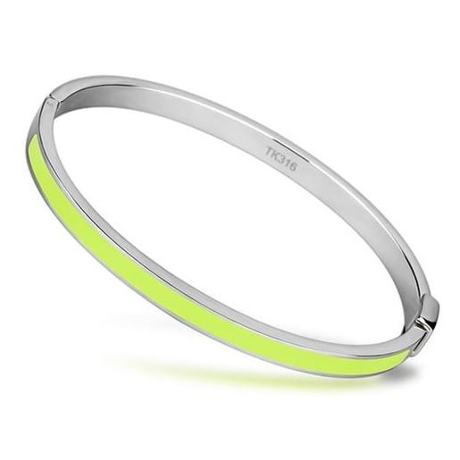 Picture of TK746 - Stainless Steel Bangle High polished (no plating) Women Epoxy Apple Green color