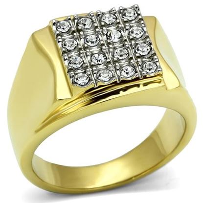 Picture of TK751 - Stainless Steel Ring Two-Tone IP Gold (Ion Plating) Men Top Grade Crystal Clear