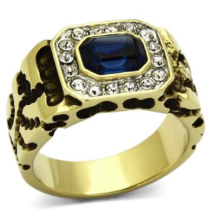 Picture of TK756 - Stainless Steel Ring Two-Tone IP Gold (Ion Plating) Men Top Grade Crystal Montana