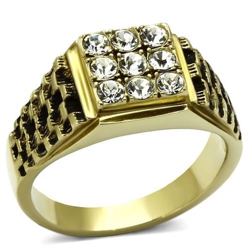 Picture of TK765 - Stainless Steel Ring IP Gold(Ion Plating) Men Top Grade Crystal Clear