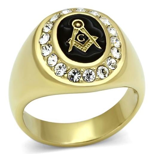 Picture of TK766 - Stainless Steel Ring IP Gold(Ion Plating) Men Top Grade Crystal Clear