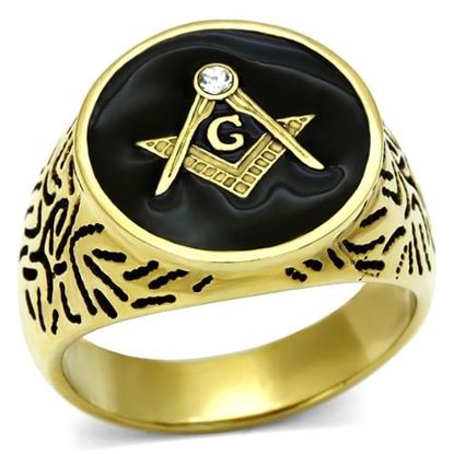 Picture of TK768 - Stainless Steel Ring IP Gold(Ion Plating) Men Top Grade Crystal Clear