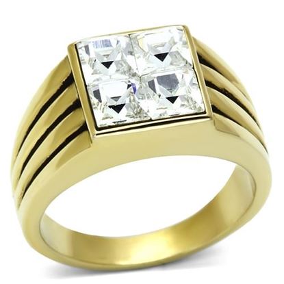 Picture of TK769 - Stainless Steel Ring IP Gold(Ion Plating) Men Top Grade Crystal Clear