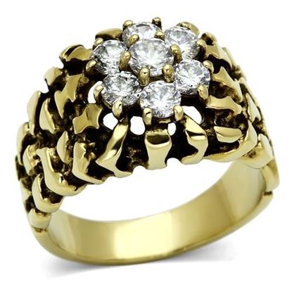 Picture of TK771 - Stainless Steel Ring IP Gold(Ion Plating) Men AAA Grade CZ Clear