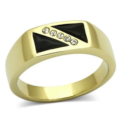 Picture of TK775 - Stainless Steel Ring IP Gold(Ion Plating) Men Top Grade Crystal Clear