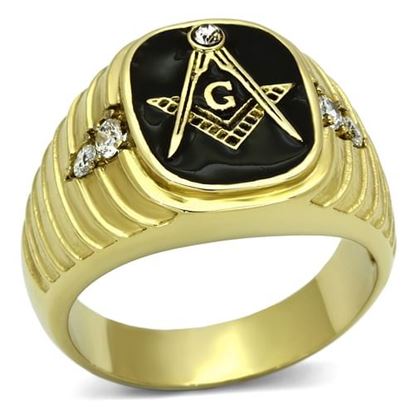 Picture of TK776 - Stainless Steel Ring IP Gold(Ion Plating) Men Top Grade Crystal Clear