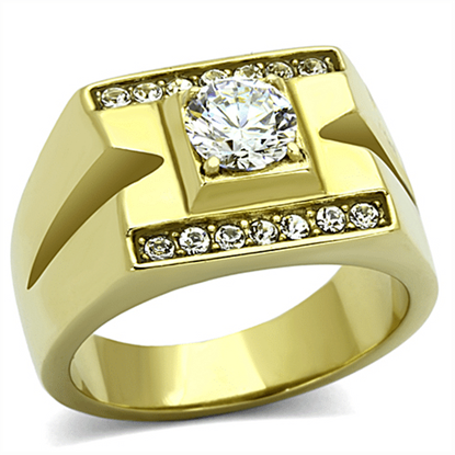 Picture of TK777 - Stainless Steel Ring IP Gold(Ion Plating) Men AAA Grade CZ Clear