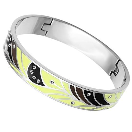 Picture of TK780 - Stainless Steel Bangle High polished (no plating) Women Top Grade Crystal Clear