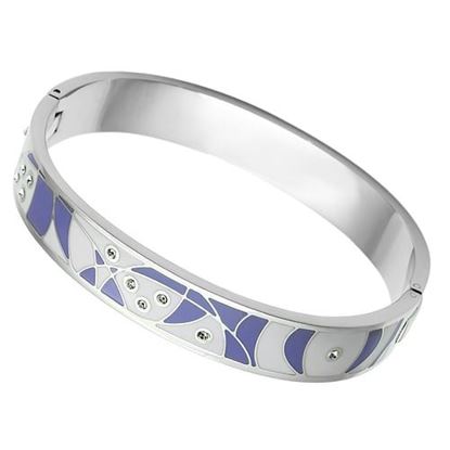 Picture of TK781 - Stainless Steel Bangle High polished (no plating) Women Top Grade Crystal Clear