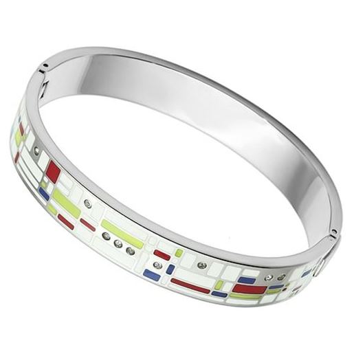 Picture of TK782 - Stainless Steel Bangle High polished (no plating) Women Top Grade Crystal Clear