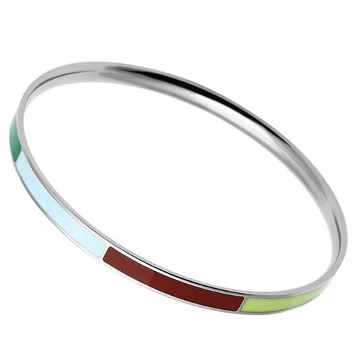 Picture of TK783 - Stainless Steel Bangle High polished (no plating) Women Epoxy Multi Color