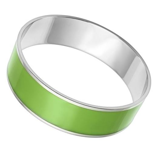 Picture of TK787 - Stainless Steel Bangle High polished (no plating) Women Epoxy Emerald