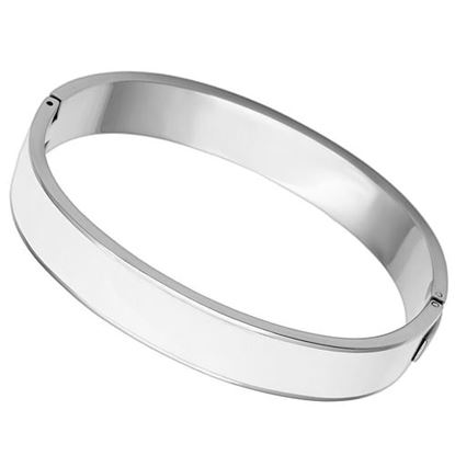 Picture of TK789 - Stainless Steel Bangle High polished (no plating) Women Epoxy White