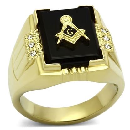 Picture of TK795 - Stainless Steel Ring IP Gold(Ion Plating) Men Semi-Precious Jet