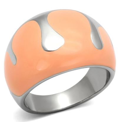 Picture of TK802 - Stainless Steel Ring High polished (no plating) Women Epoxy Orange