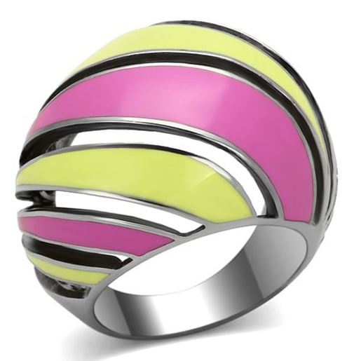 Picture of TK803 - Stainless Steel Ring High polished (no plating) Women Epoxy Multi Color